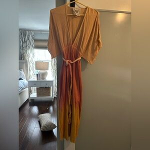 Bohemian Ombre Maxi Dress with Rope Belt